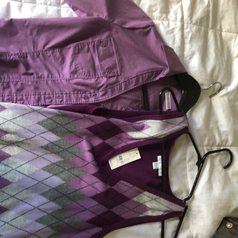 Ladies dress shirt and over vest